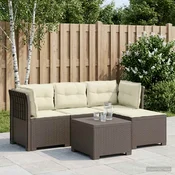 Vidaxl 4-sedežna vrtna sofa z blazinami, rattan videz PP Svetlo siva