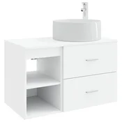 Vidaxl Komplet pohištva za kopalnico 2 pcs Bela Inženirski les