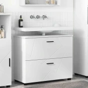 vidaXL Kopalniška omarica Bela 76.5 x 35 x 64 cm Konstruiran les