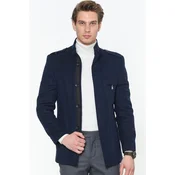 PLT8378 DEWBERRY MENS COAT-PLAIN NAVY BLUE