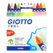 GIOTTO Cera voštane bojice, zaobljena vrh, 8 mm, 12 boja, 2814 00