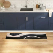 vidaXL Kuhinjska podloga Art deco Črna 150 x 45 cm Žamet