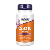 Koencim Q10 z omega-3 ribjim oljem NOW, 60 mg (60 mehkih kapsul)