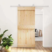 vidaXL Drsna vrata Naravna in bela 90 x 210 cm Masiven borov les