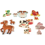 shumee Sestavljanka 6 v 1 za otroke Rejne živali na podeželju Škatla Puzzle v škatli