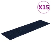 Vidaxl Preproge za stopnice samolepilne 15 kosov 76x20 cm temno modre pravokotne