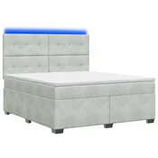 vidaXL Postelja boxspring z vzmetnico Svetlo siva 180 x 200 cm Žamet