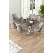 Hanah Home Set Trpezarijski sto i 6 stolica Lai, Sivi