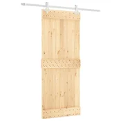 Vidaxl Drsna vrata Naravna in bela 85 x 210 cm Masiven borov les