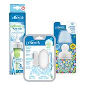 WEBHIDDENBRAND DR.BROWN'S Set Plastična steklenička 250 ml + FreshFirst cucelj turkizna + Prstna zobna ščetka