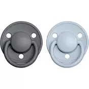 BIBS De Lux Natural Rubber 2 duda Iron/Baby Blue 2 kos