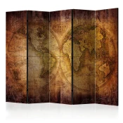 artgeist Paravan Old World Map, 5-Delni, Dvostranski