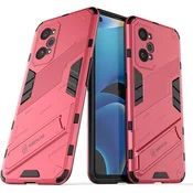 Hibridni ovitek GIOPUEY za Realme GT Neo 3T/GT2/GT Neo 2 – roza-rdeč, odporen na udarce s stojalom