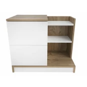 Nočna omarica Kailua 2444 Bela, Hrast, 60x72x26cm, Iverna plošča