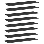 Police za knjige 8 kom visoki sjaj crne 100x30x1,5 cm iverica