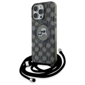 slomart Etui Karl Lagerfeld IML Crossbody Monogram Karl & Choupette Head MagSafe za iPhone 16 Pro - črno