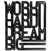 Wallxpert Zidna dekoracija Work Hard Dream Big 2, 46x55cm, Crna