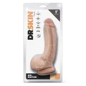shumee DR SKIN MR MAYOR 9 PALCEV DILDO Z KROGLI BEŽ Realističen dildo s priseskom