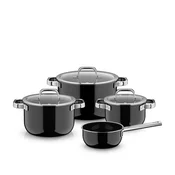 WMF Fusiontec Mineral Pro 4-delni set posode, 16/16/20/24 cm, stekleni pokrovi, črn (518695290)