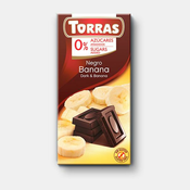 Temna čokolada z banano in sladilom Torras, 75g