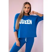 Set with Queen print in blue-purple color