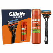 Gillette Fusion5 Set aparat za brijanje Fusion5 1 kom + gel za brijanje Fusion Shave Gel Sensitive 200 ml za muškarce