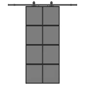 vidaXL vidaXL Drsna vrata z opremo črna 90x205 cm kaljeno steklo, (22048453)