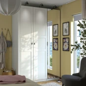 PAX / KAMMARTORP/TYSSEDAL Kombinacija garderobera, bela ogledalo/siva bela, 150x60x236 cm