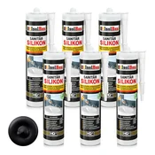 IsolBau Sanitarni silikon črne barve Sanitär Silikon 6 x 300ml