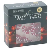 Božična dekoracija LED srebrna žica 3D 4 okraski 20 LED toplo bela