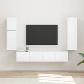 vidaXL Komplet TV omaric 4 pcs Visok sijaj bela Konstruiran les