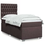 Box spring postelja z vzmetnico temno rjava 80x200 cm blago