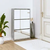 vidaXL Omarica za čevlje z ogledalom 3-nadstropna siva 63x17x102,5 cm