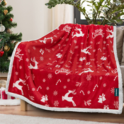 Božična rdeča ovčka deka iz mikropliša CANDY BELLS Dimenzije: 160 x 200 cm
