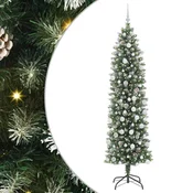 Vidaxl Umetno vitko božično drevo med 300 LED Zelena in Bela 210 cm