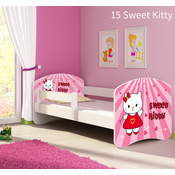 Dječji krevet ACMA s motivom, bočna bijela 140x70 cm - 15 Sweet Kitty