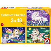 Otroška sestavljanka Schmidt puzzle Mitska bitja 3×48 kosov