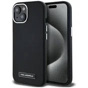 Karl Lagerfeld Etui Karl Lagerfeld FW Metal Plate MagSafe za iPhone 15 - črno
