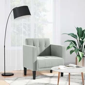 vidaXL Kavč z nasloni za roke svetlo siv 53 cm žamet