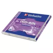 DVD+R disk, dvostruki sloj, 8,5 GB, 8x, 1 komad, standardno kućište, VERBATIM Double Layer 43541