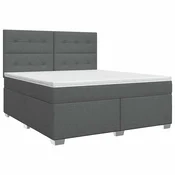 vidaXL Postelja boxspring z vzmetnico Temno siva 140 x 200 cm Blago