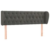 Vidaxl Vzglavje z ušesi temno sivo 147x23x78/88 cm žamet