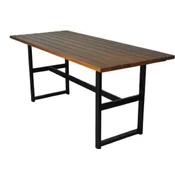 Casa Padrino industrial style beer garden dining table dark brown/black 120 x 80 x h. 75 cm - Rectangular garden table with slats table top - Gastronomy & Garden Furniture