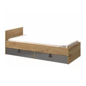 Krevet Akron N106 Jednostruki, Siva, Svijetlo smede, 90x200, Iveral, Basi a doghePodnice za krevet, 93x203x71cm