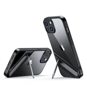 shumee Trdi ovitek z gel okvirjem in vgrajenim stojalom za iPhone 14 Plus, črn