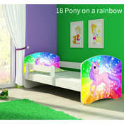 Dječji krevet ACMA s motivom, bočna bijela 140x70 cm - 18 Pony on a rainbow