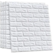 3D Opečna Samolepilna Tapeta - Bela KP38307