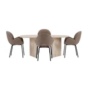 Venture Design Jedilna miza in komplet stolov Grönvik miza s 4 stoli Florensa 180x90x75 cm rjava