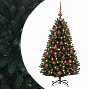 Vidaxl Umetno božično drevesce, temno zeleno z bučkami 150 cm 150 LED