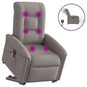 Vidaxl Električni masažni naslanjač s funkcijo vstajanja taupe